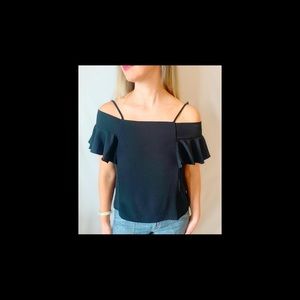 WOMENS BLACK OFF THE SHOULDER BLOUSE